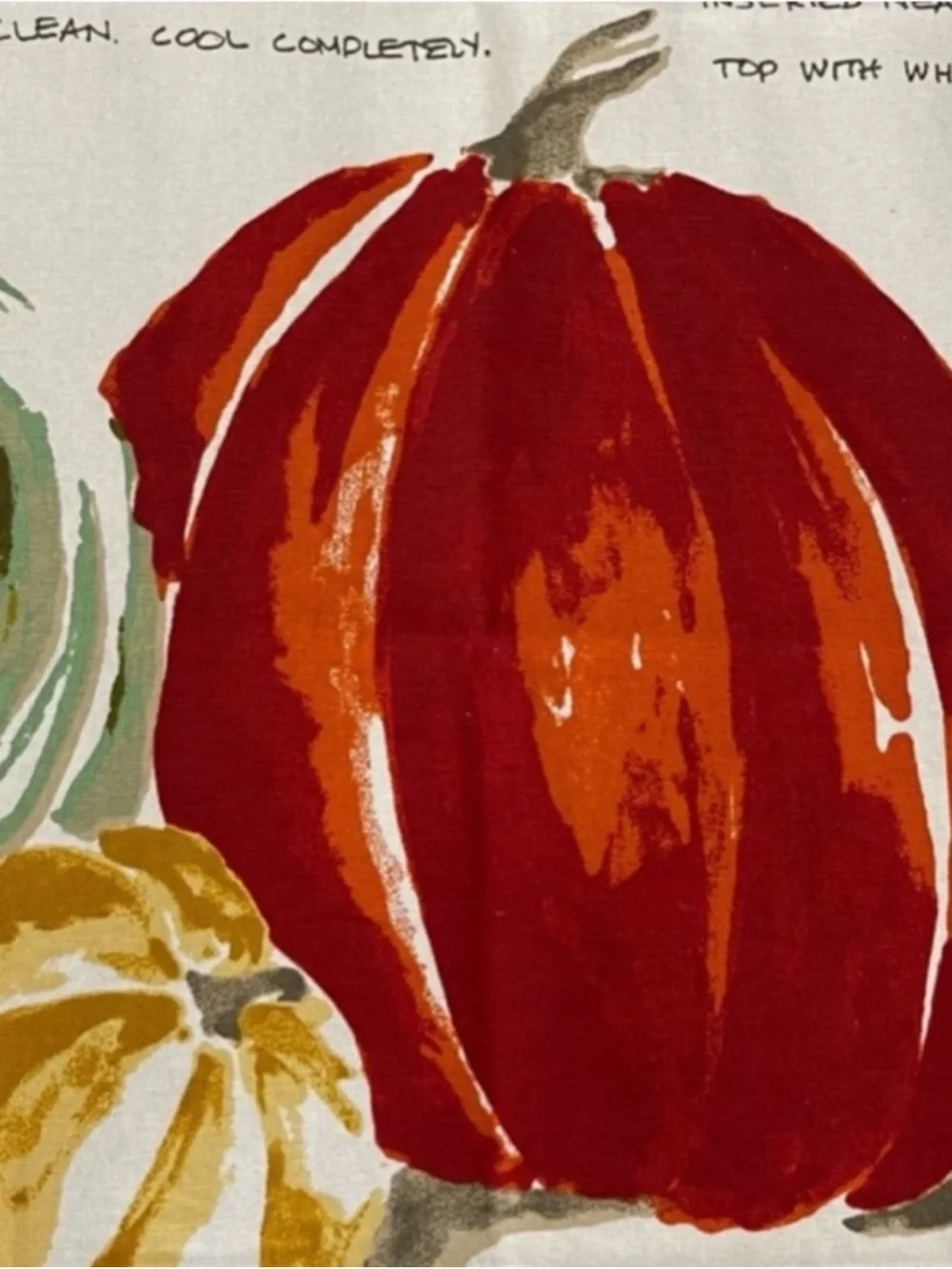 Threshold Kitchen Pumpkin Pie Towel 100% Cotton Cream Orange Red Green